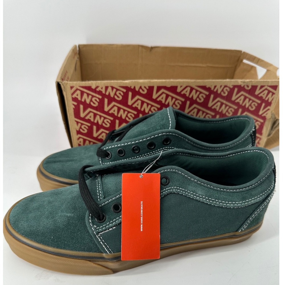 Vans Chukka Low Pro Forest Green Gum Suede Canvas Skate Shoes Mens 8.0 721356